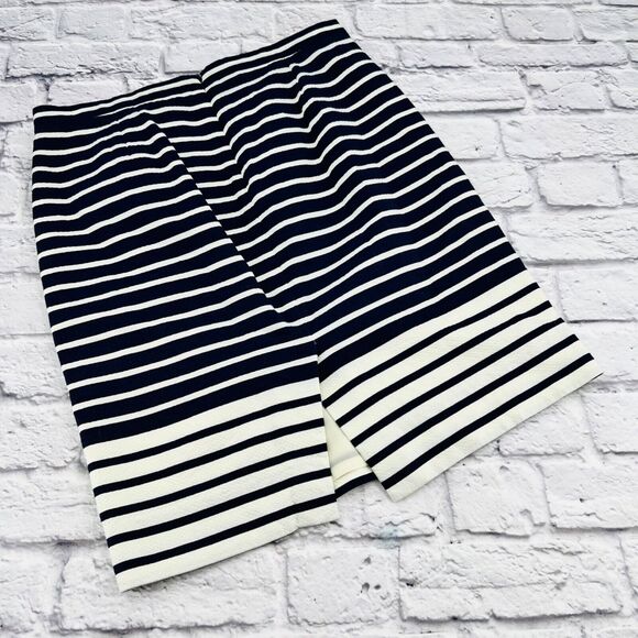 J CREW No. 2 Pencil Skirt in Colorblock Stripe Navy Size 10 Back Zipper Lined - Picture 9 of 10